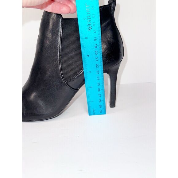 Lauren Ralph Lauren Bootie Heel Pointed Toe Stiletto Black Leather Ankle Boot 8 - Picture 11 of 16